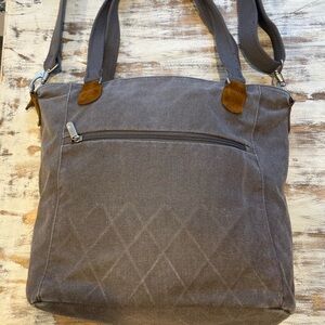 Travelon Heritage Tote Gray Canvas bag tote RFID Anti-Theft Slash Resistant